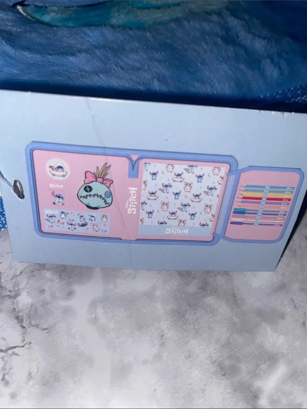Claire's Blue & Pink Stitch Plush Pencil Case